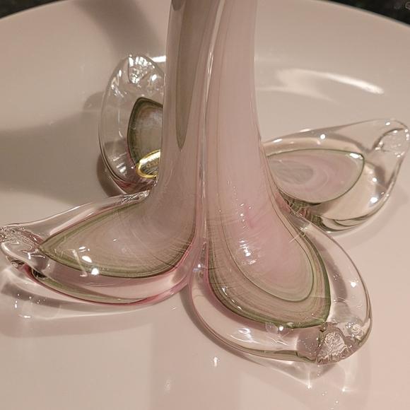 Murano Glass Flower with Pink and Cream Accents, Made In Italy - Picture 14 of 14